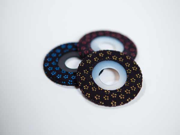Sakura leather Tsuba Dome (Stopper) with strings