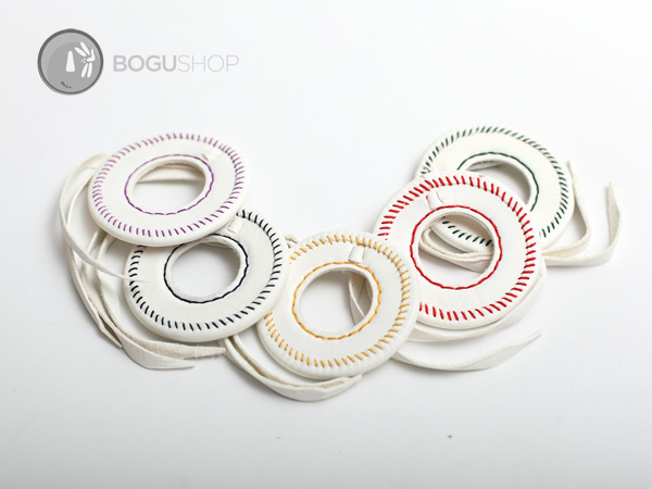 High Quality White leather Tsuba Dome (Stopper) with Strings