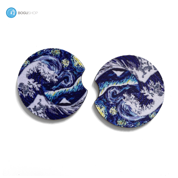 The Great Wave Car Cup Holder Coaster (set of 2)