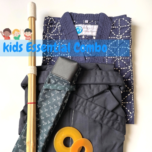 Kids Essential Combo (TC Hakama, Blue Musashi, Practice Shinai, Shinai Bag)